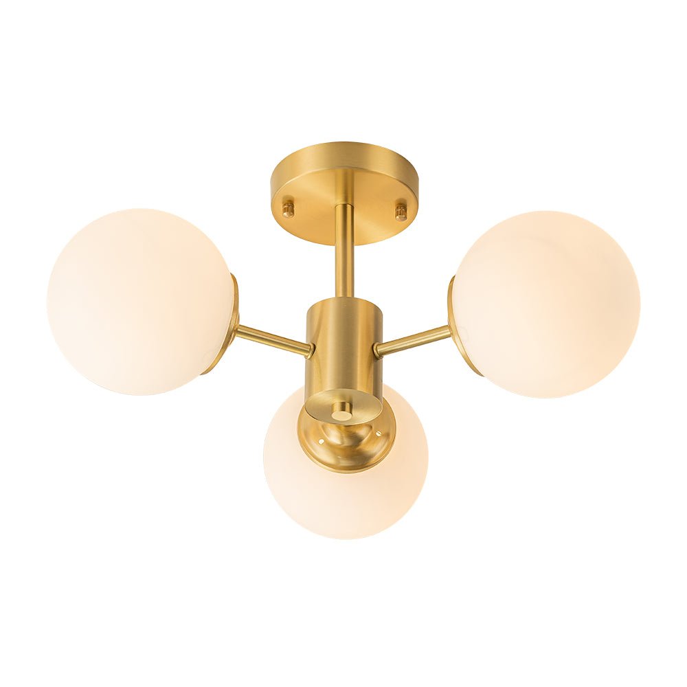 Blikari Moderno Ottone Opalino Vetro Semi Flush Mount