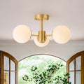 Blikari Moderno Ottone Opalino Vetro Semi Flush Mount