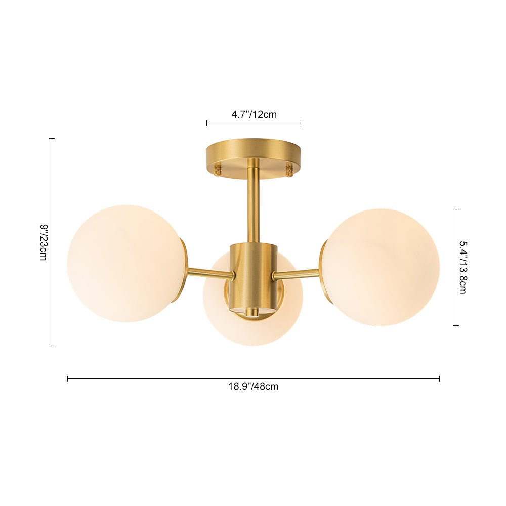 Blikari Moderno Ottone Opalino Vetro Semi Flush Mount