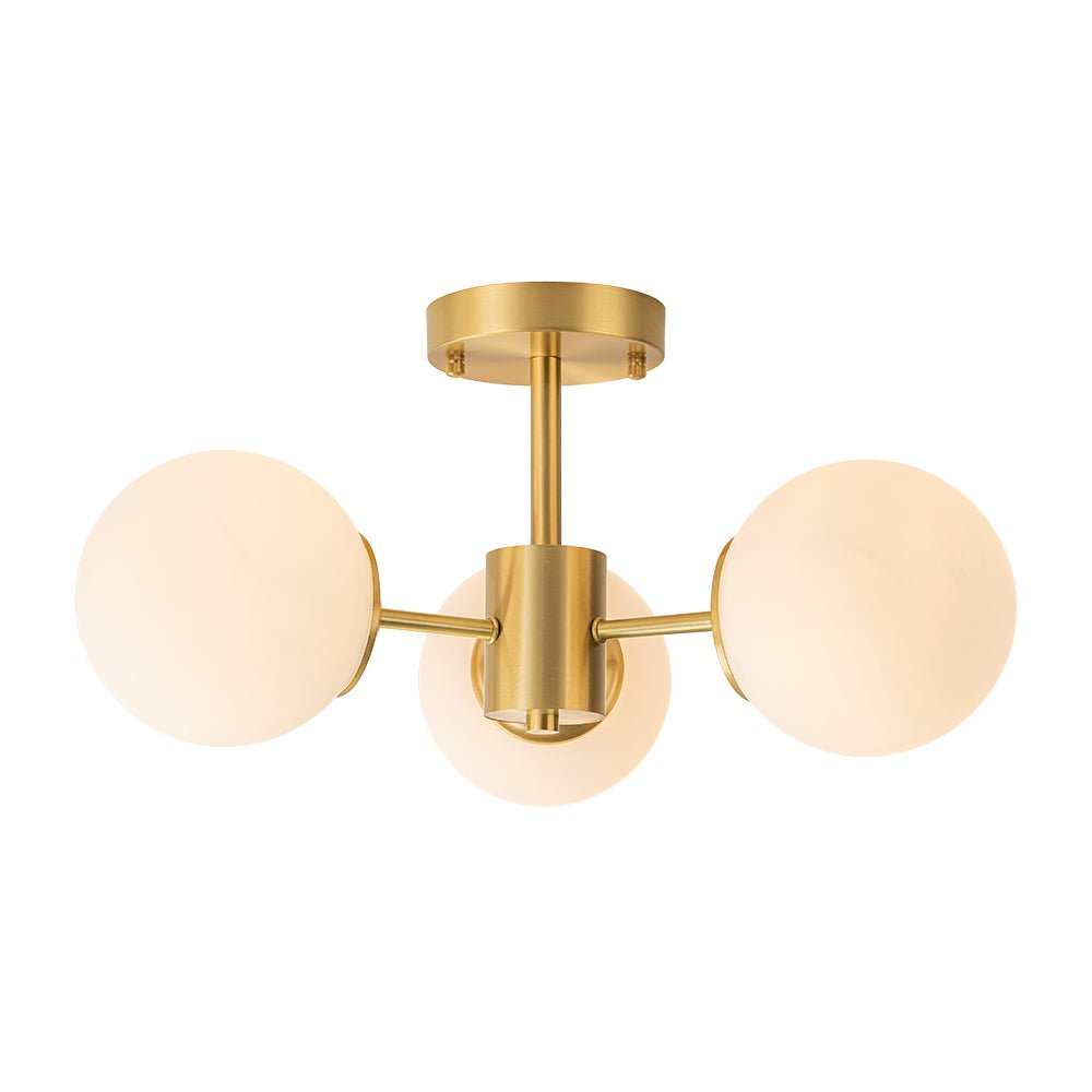 Blikari Moderno Ottone Opalino Vetro Semi Flush Mount