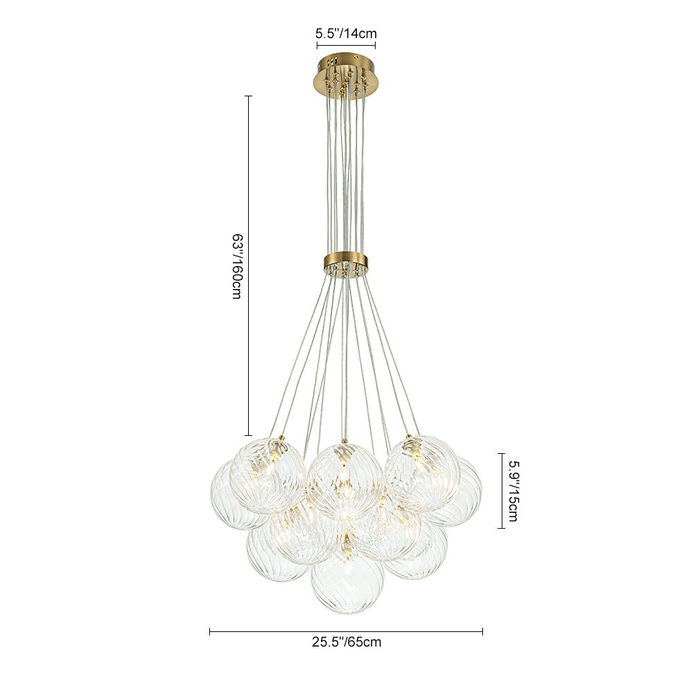 Caeluvya Lampadario a Bolle in Vetro Trasparente con Righe