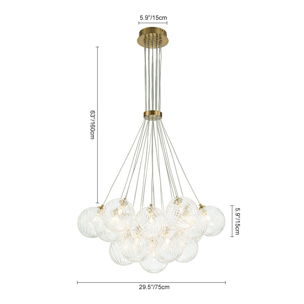 Caeluvya Lampadario a Bolle in Vetro Trasparente con Righe