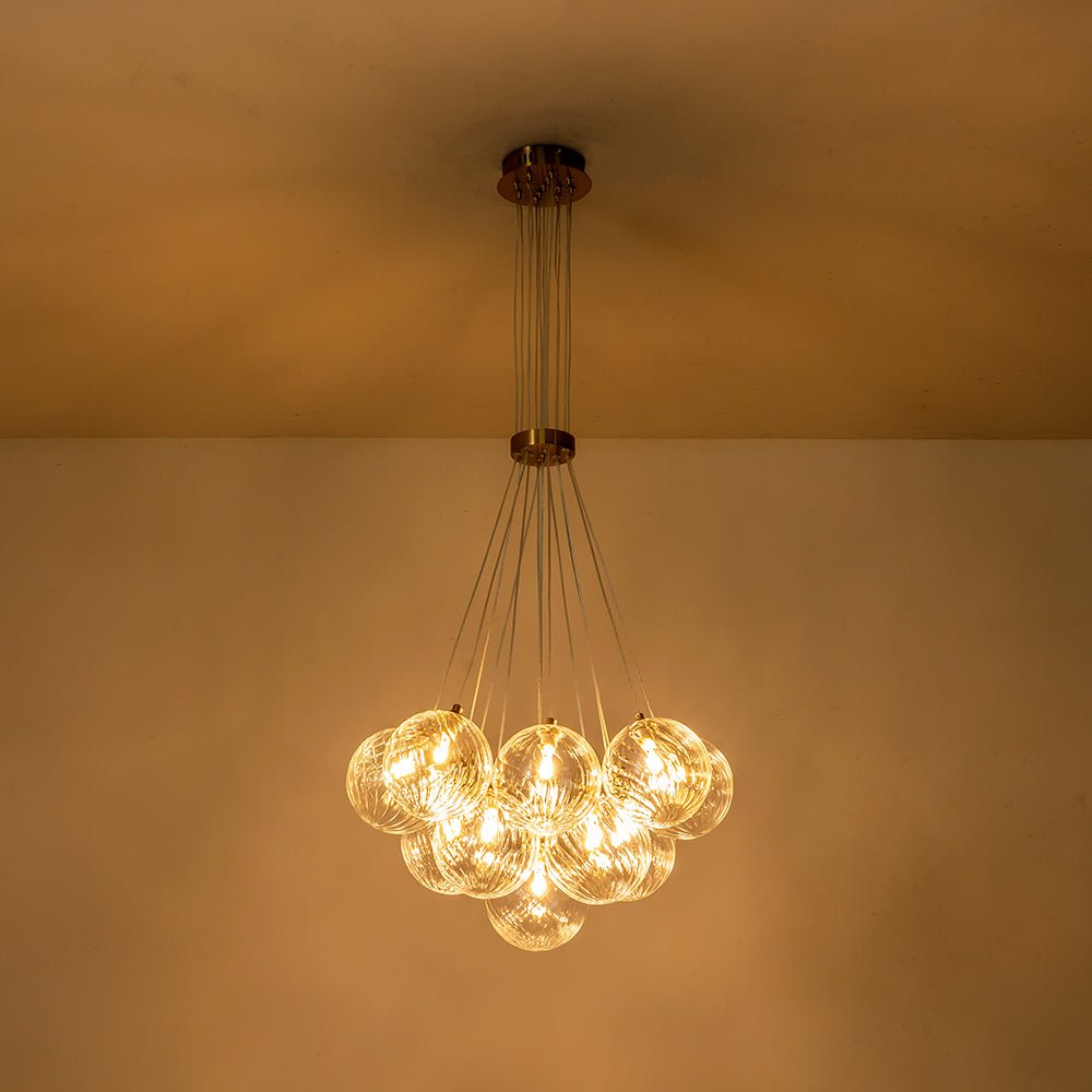 Caeluvya Lampadario a Bolle in Vetro Trasparente con Righe