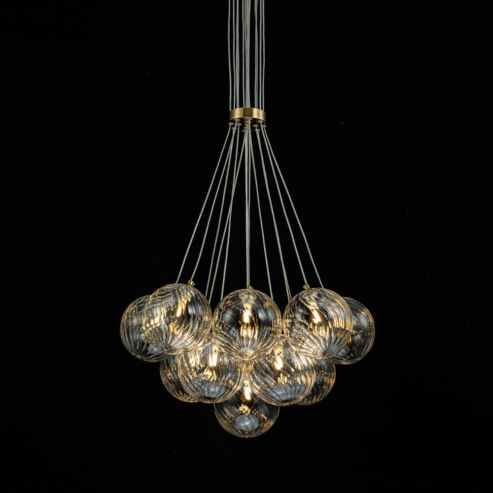 Caeluvya Lampadario a Bolle in Vetro Trasparente con Righe