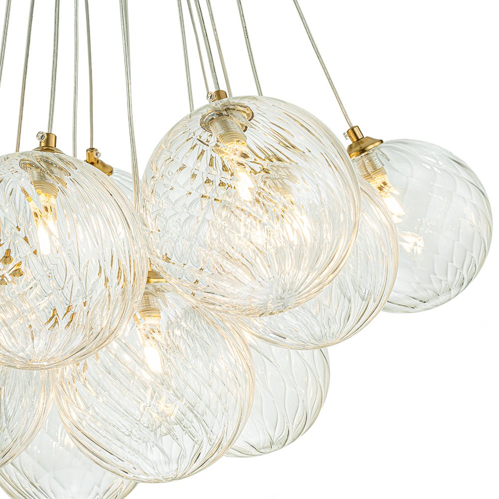 Caeluvya Lampadario a Bolle in Vetro Trasparente con Righe