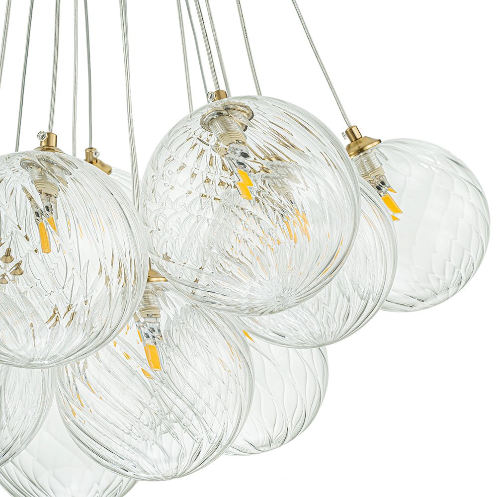 Caeluvya Lampadario a Bolle in Vetro Trasparente con Righe
