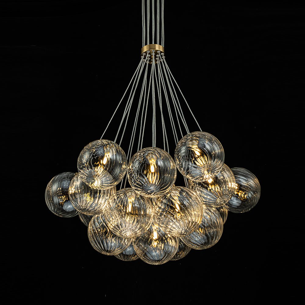 Caeluvya Lampadario a Bolle in Vetro Trasparente con Righe