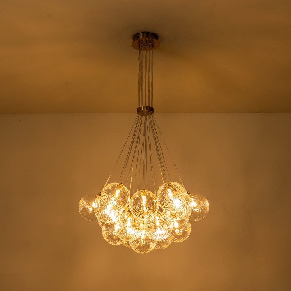 Caeluvya Lampadario a Bolle in Vetro Trasparente con Righe