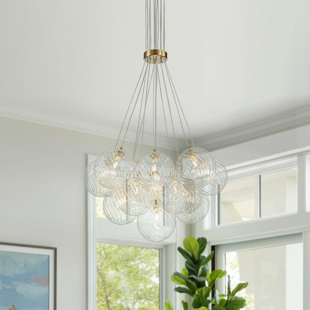 Caeluvya Lampadario a Bolle in Vetro Trasparente con Righe