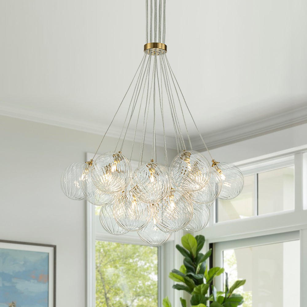 Caeluvya Lampadario a Bolle in Vetro Trasparente con Righe