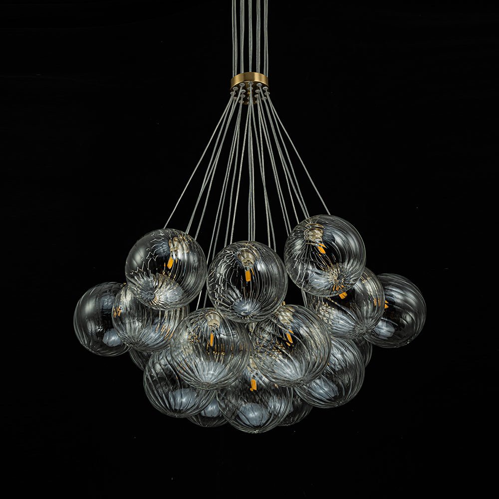 Caeluvya Lampadario a Bolle in Vetro Trasparente con Righe
