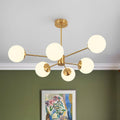 Lampadario Minimalista in Ottone con Vetro Opale Aevig