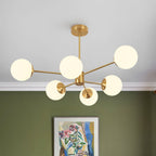 Lampadario Minimalista in Ottone con Vetro Opale Aevig