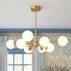 Lampadario Minimalista in Ottone con Vetro Opale Aevig