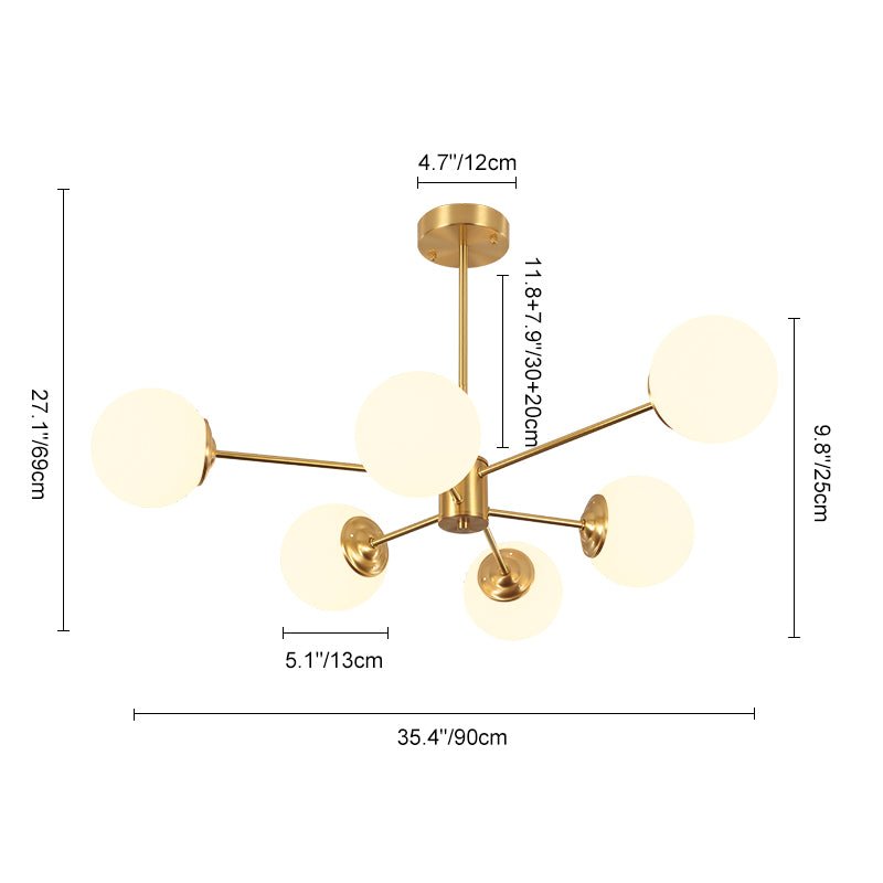 Lampadario Minimalista in Ottone con Vetro Opale Aevig