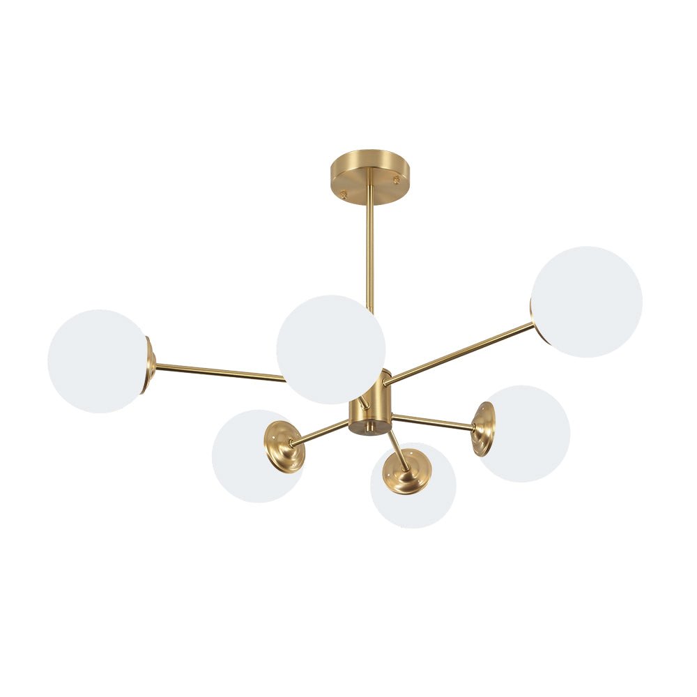 Lampadario Minimalista in Ottone con Vetro Opale Aevig