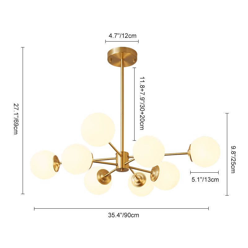 Lampadario Minimalista in Ottone con Vetro Opale Aevig