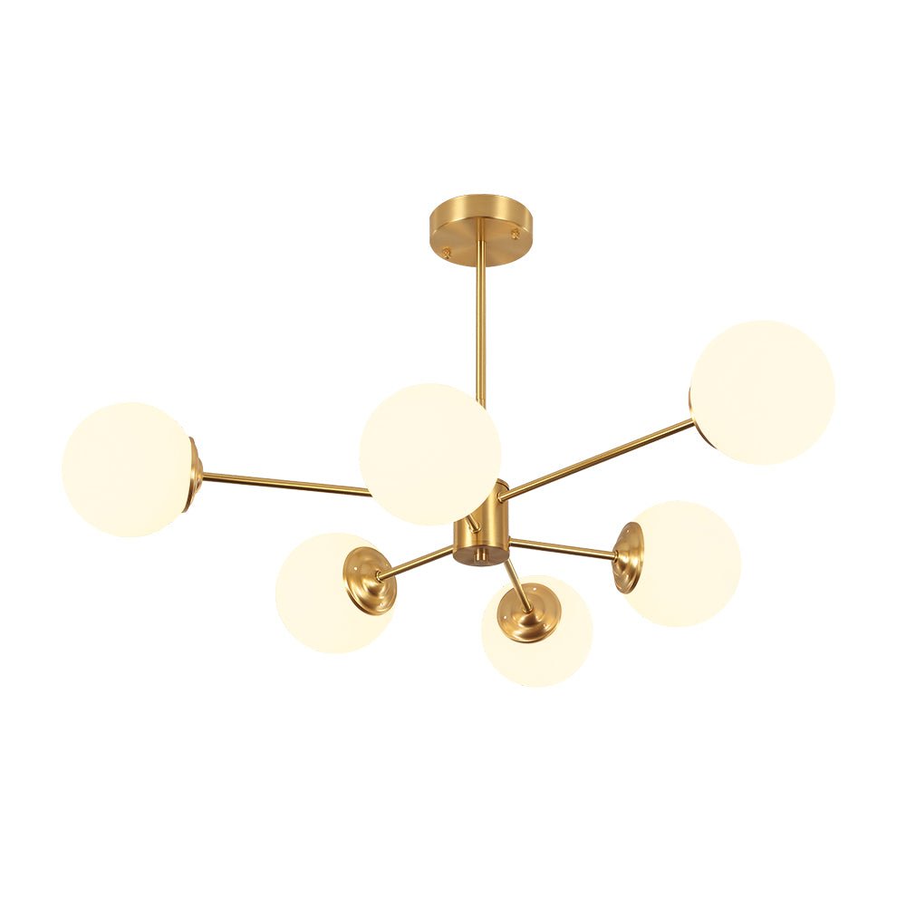 Lampadario Minimalista in Ottone con Vetro Opale Aevig