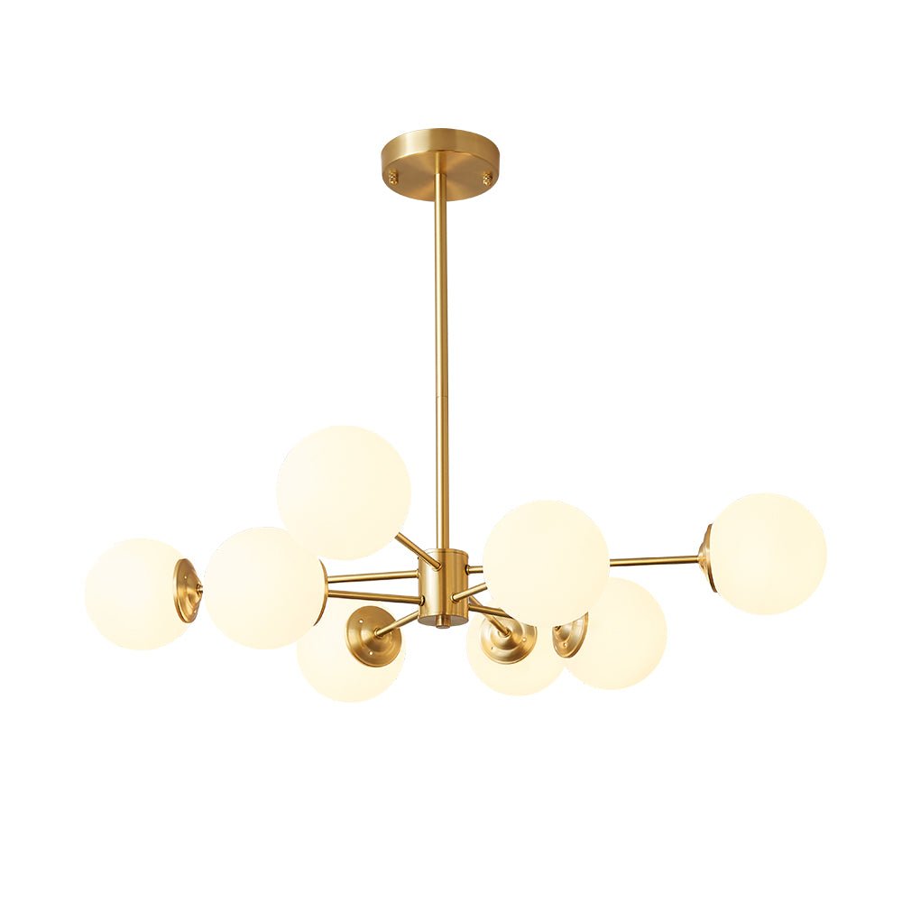 Lampadario Minimalista in Ottone con Vetro Opale Aevig