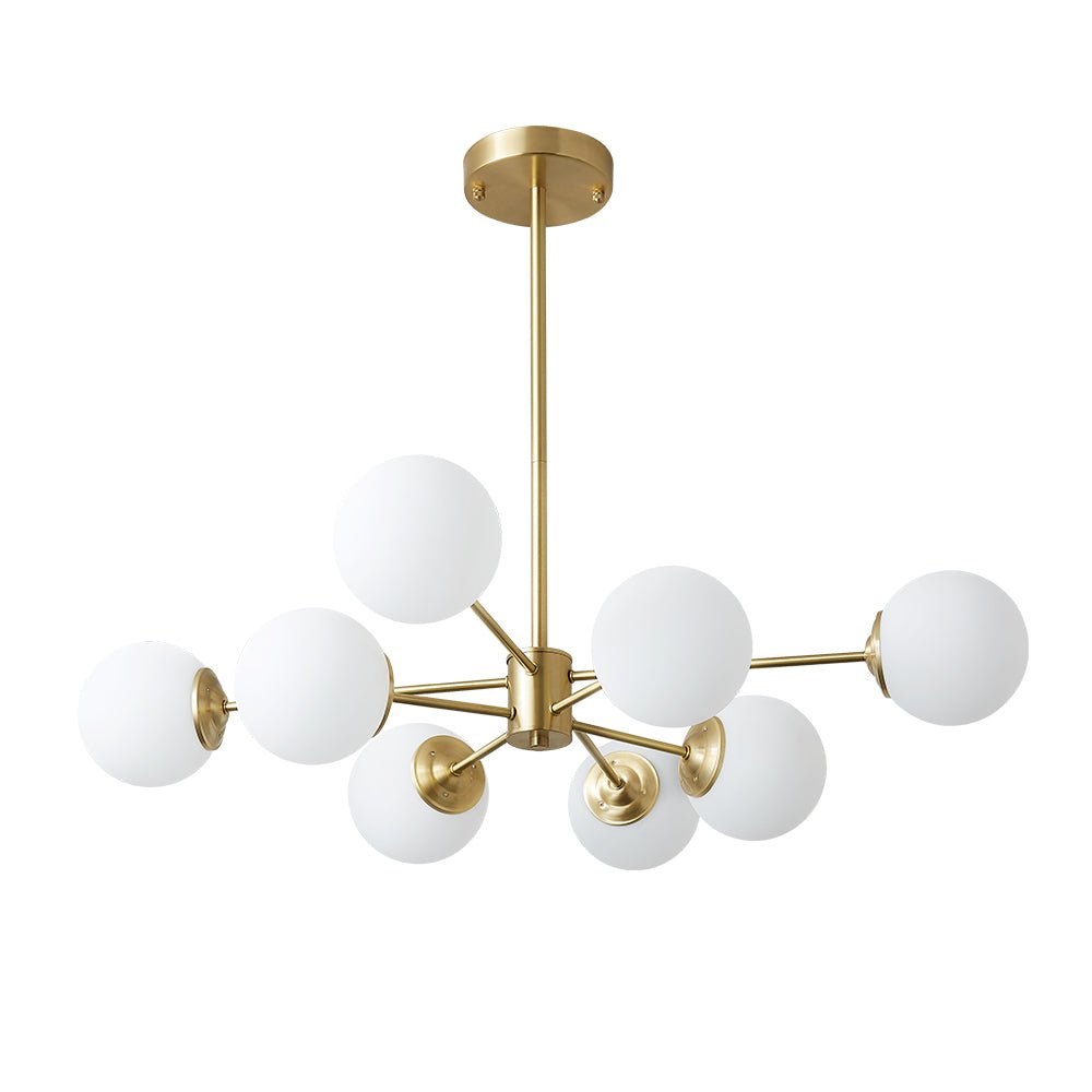 Lampadario Minimalista in Ottone con Vetro Opale Aevig