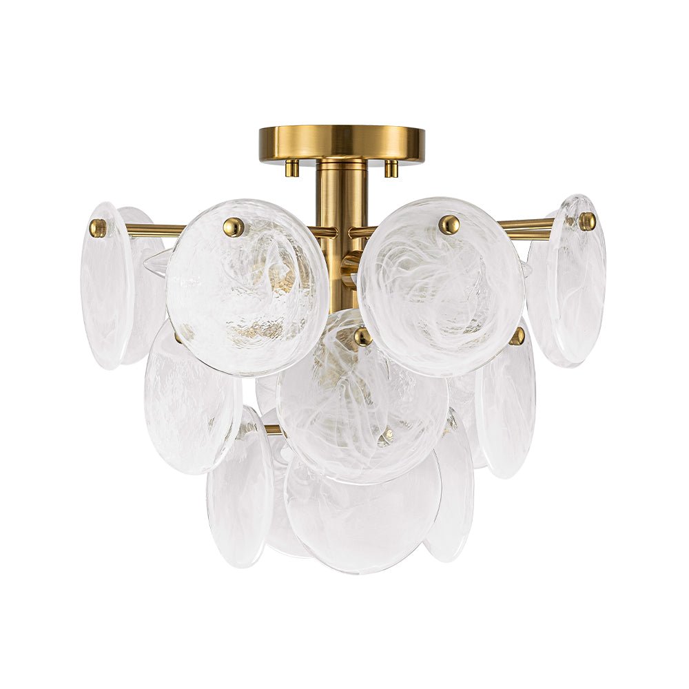 Lampadario Semi Flush in Vetro Opalino a Spirale Kospa Moderno