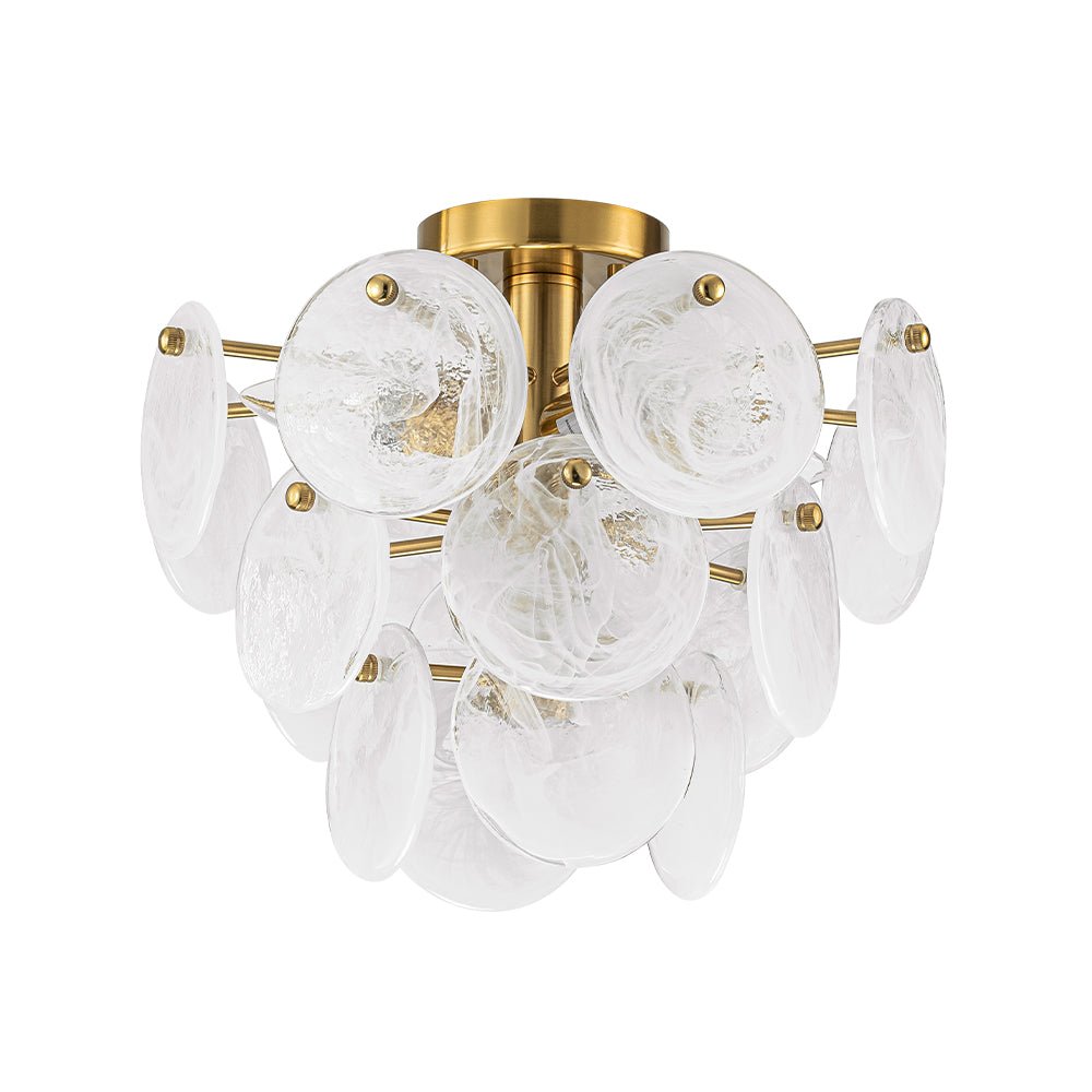 Lampadario Semi Flush in Vetro Opalino a Spirale Kospa Moderno