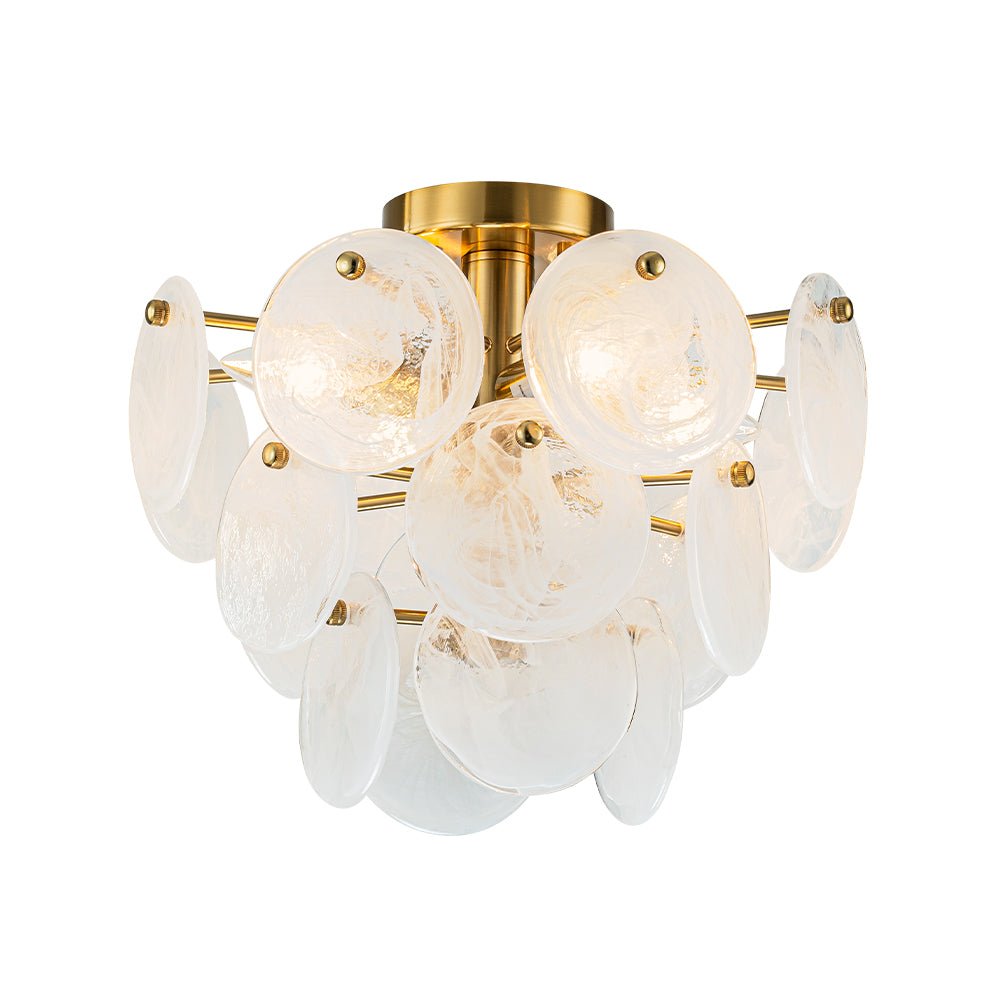Lampadario Semi Flush in Vetro Opalino a Spirale Kospa Moderno