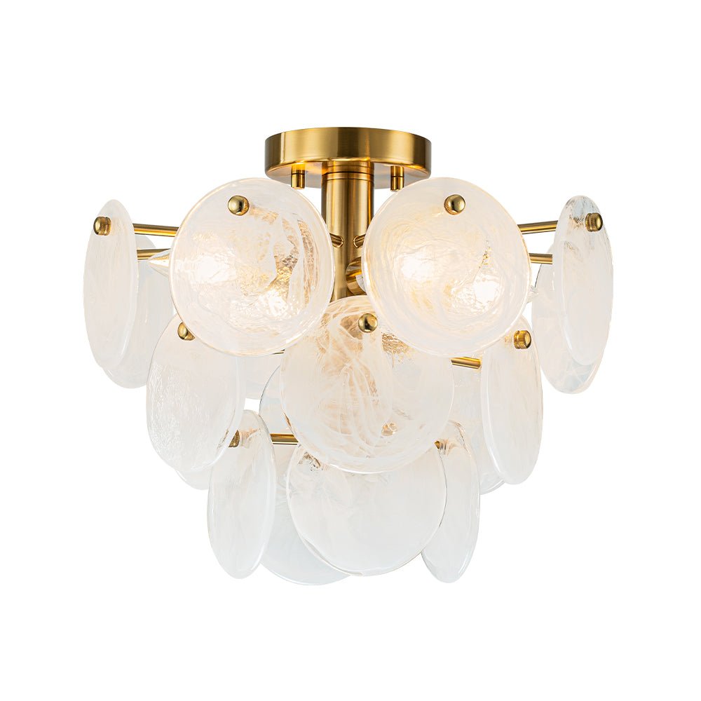 Lampadario Semi Flush in Vetro Opalino a Spirale Kospa Moderno