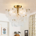 Lampadario Semi Flush in Vetro Opalino a Spirale Kospa Moderno