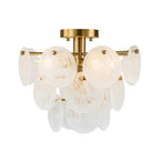 Lampadario Semi Flush in Vetro Opalino a Spirale Kospa Moderno