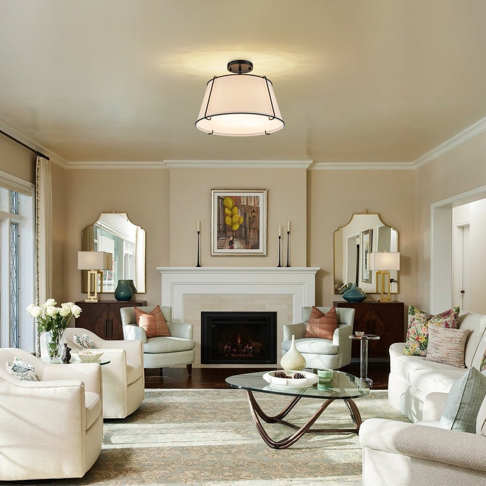 Vesina Lampada da Soffitto Semi Flush in Lino