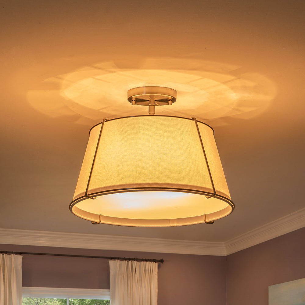 Vesina Lampada da Soffitto Semi Flush in Lino