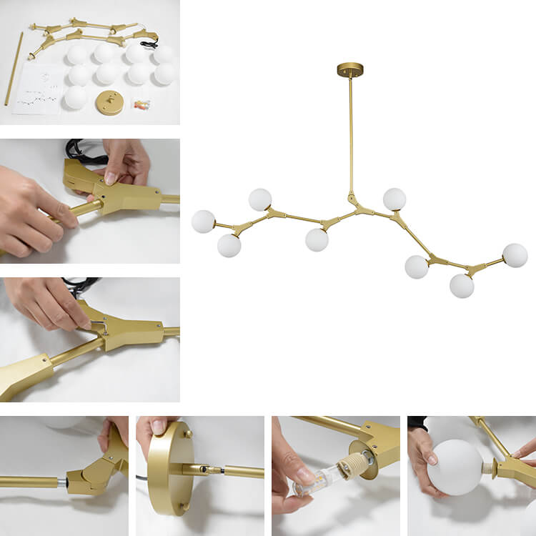 Lampadario Nivero in Vetro a Bolle Lineare