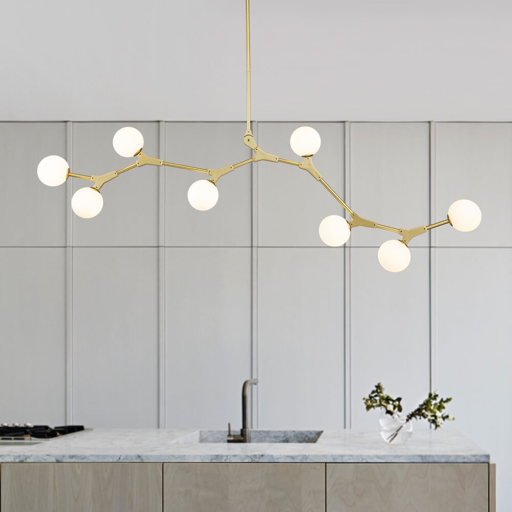 Lampadario Nivero in Vetro a Bolle Lineare