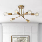 Lampadario Semi Flush Moderno in Ottone Vallin