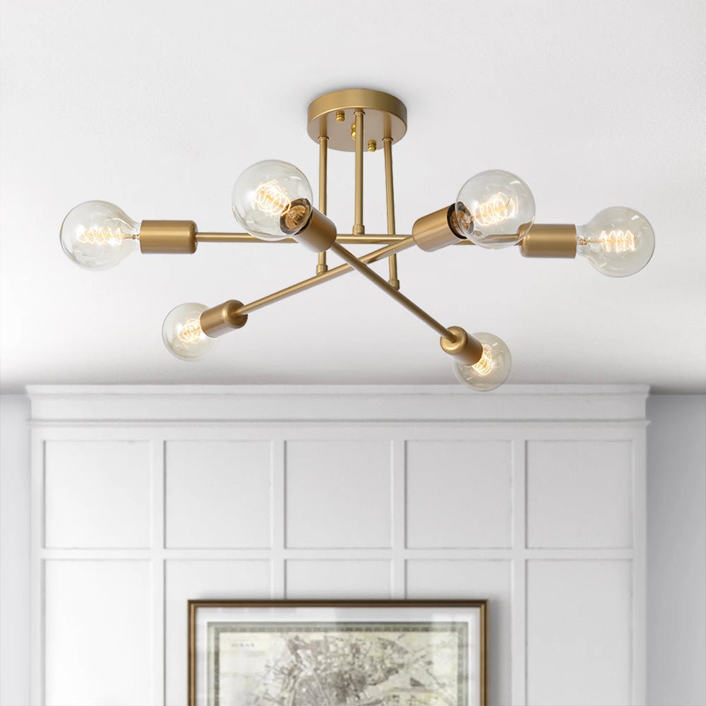 Lampadario Semi Flush Moderno in Ottone Vallin