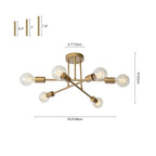 Lampadario Semi Flush Moderno in Ottone Vallin