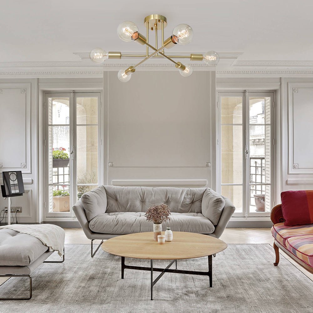 Lampadario Semi Flush Moderno in Ottone Vallin