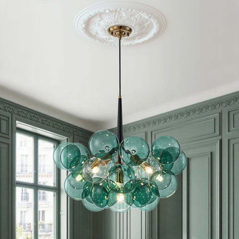 Qvistun Moderno Cluster Verde Globo Lampadario in Vetro a Bolle