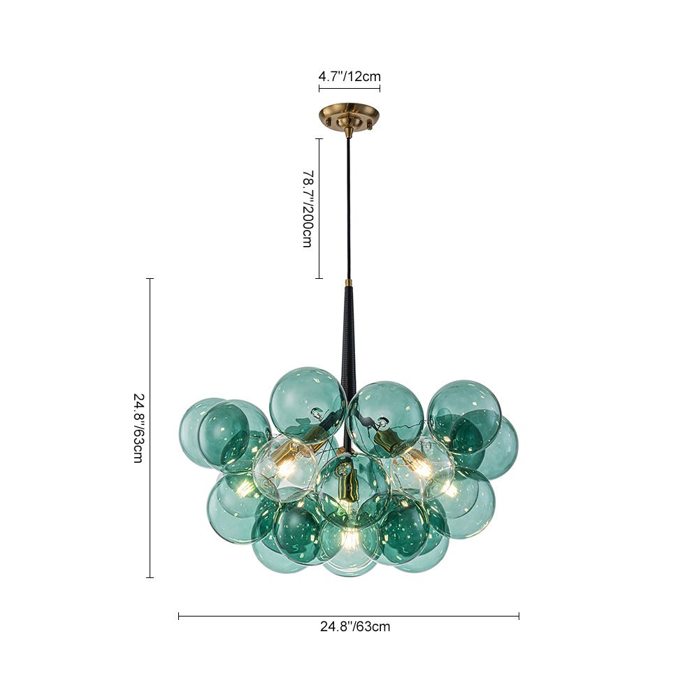 Qvistun Moderno Cluster Verde Globo Lampadario in Vetro a Bolle