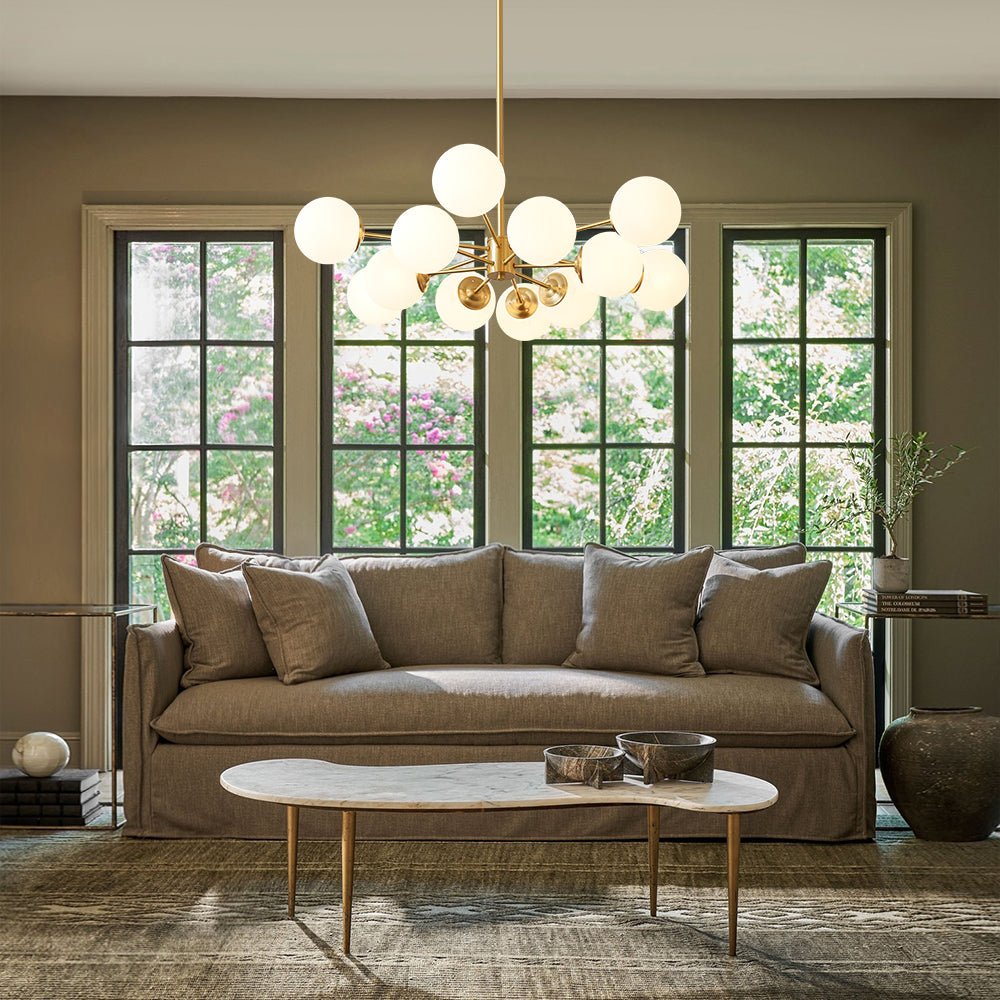 Lampadario Minimalista in Vetro Opale Glazia