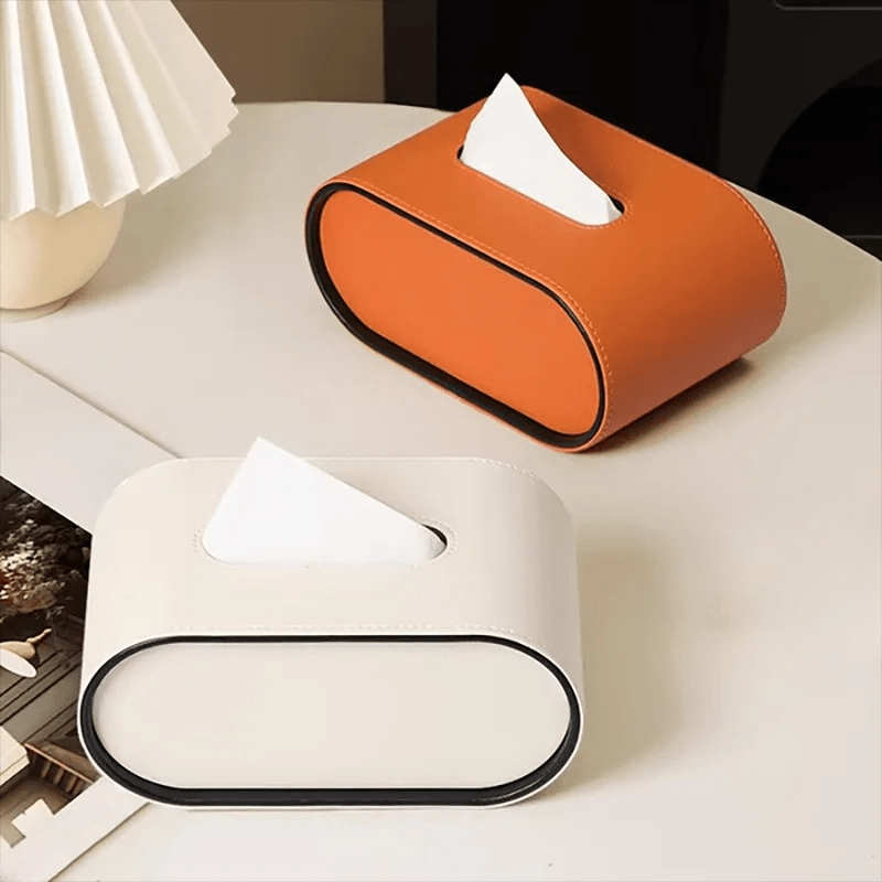 LIVANZA – Scatola per fazzoletti in pelle ovale di design per spazi abitativi eleganti