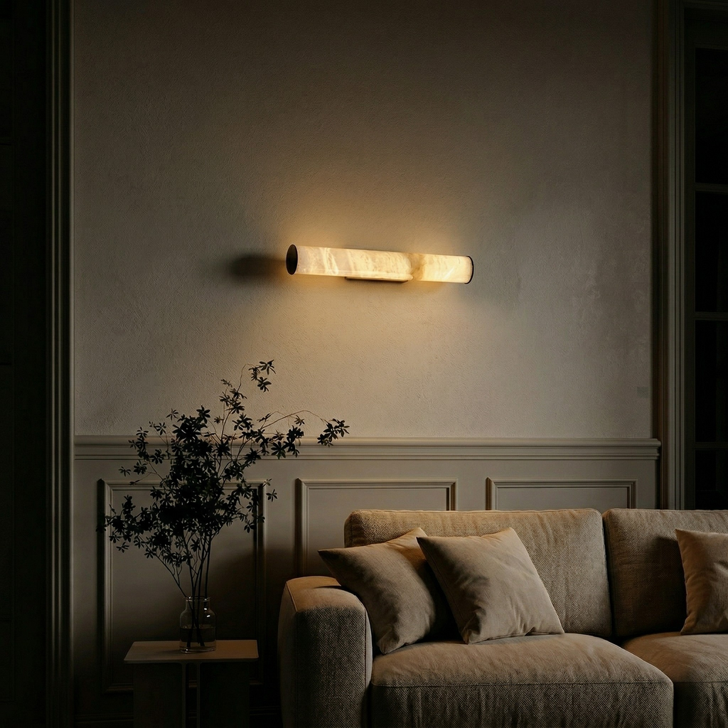 Applique LED da Parete in Marmo Moderno Lampada Minimalista in Rame per Interni