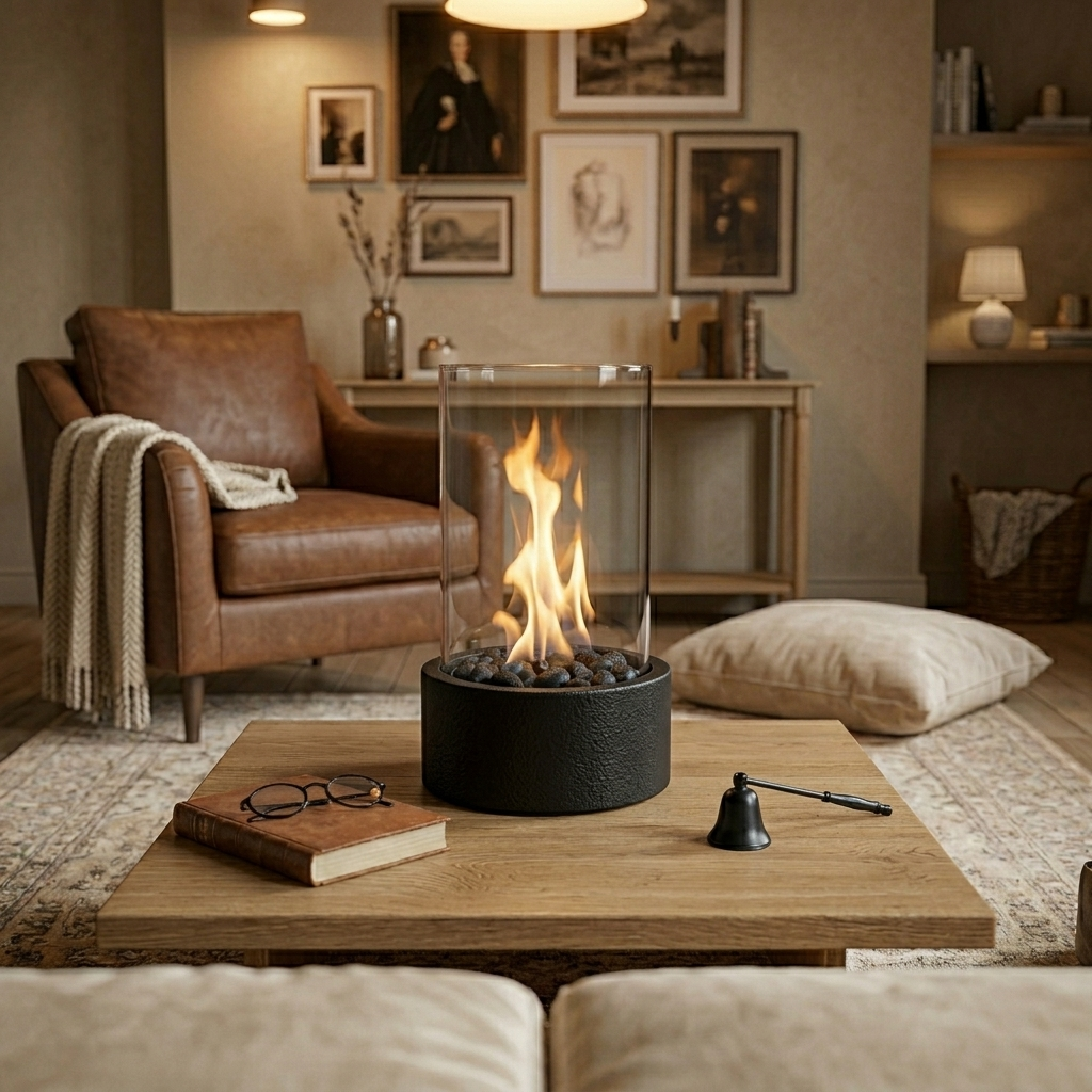 Camino da Tavolo a Bioetanolo con Effetto Fiamma Reale Design Scandinavo Moderno per Interni ed Esterni