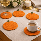 LOOMORA – Sottobicchieri in Crochet a Forma di Zucca Fatti a Mano per Decorazioni Autunnali