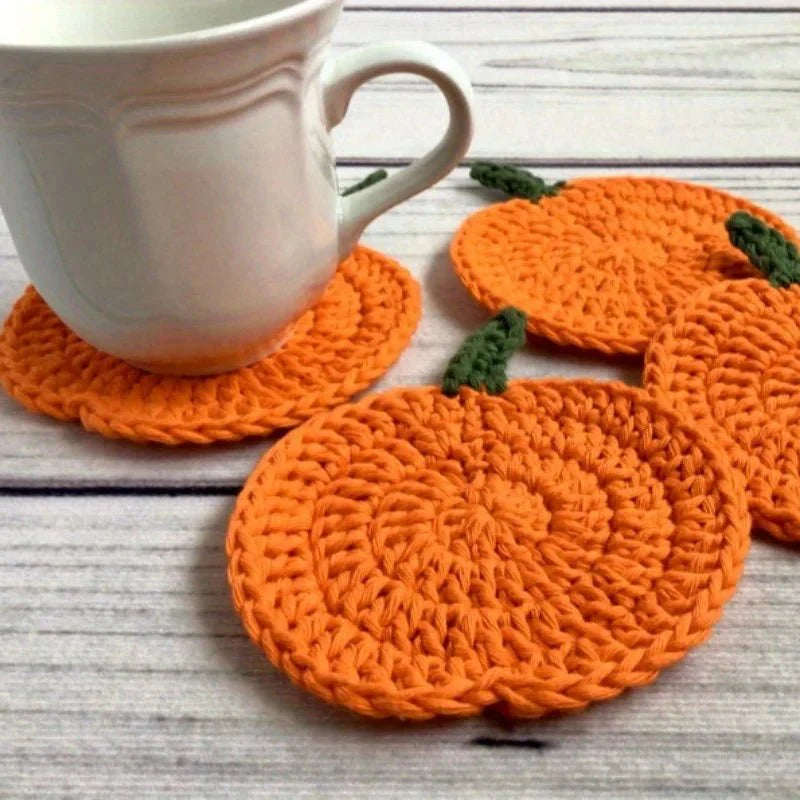 LOOMORA – Sottobicchieri in Crochet a Forma di Zucca Fatti a Mano per Decorazioni Autunnali