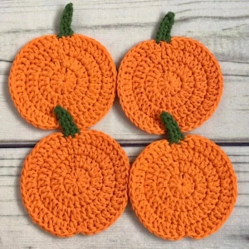 LOOMORA – Sottobicchieri in Crochet a Forma di Zucca Fatti a Mano per Decorazioni Autunnali