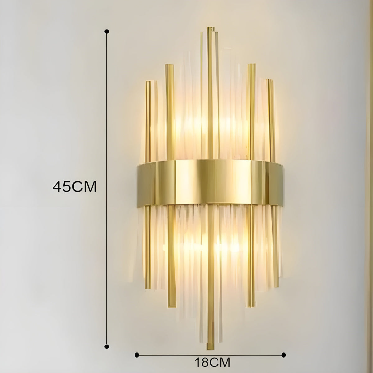 Lampada da parete con effetto cristallo – Design elegante con accento dorato