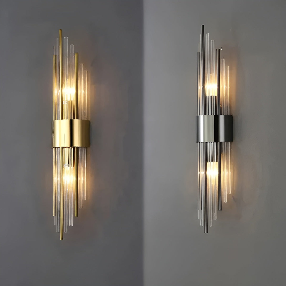 Lampada da parete con effetto cristallo – Design elegante con accento dorato