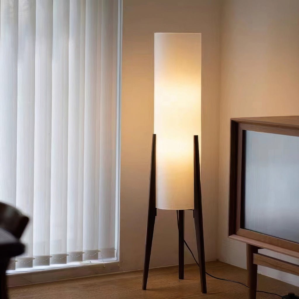 LUMISKA – Lampada da Terra in Noce Scandinavo con Illuminazione LED Dimmerabile